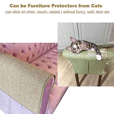 ChicWow Cat Scratch Pad, 23.6 X 15.7In Cat Scratching Pad with Adhesive Hook Tape, Sisal Scratching Pads for Indoor Cats, Stick on Floor Couch as Cat Scratch Furniture Protector, Cat Wall Scratcher - Image 6