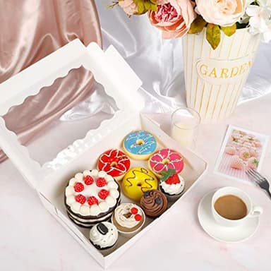 Moretoes 15pcs Bakery Boxes,12x8x2.5 Inches Cookie Boxes with Window, for Chocolate Covered Strawberries, Cakes, Pies, Muffins, Donuts and Pastries - Image 5
