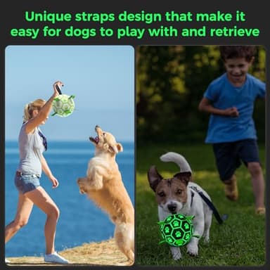 QDAN Premium Glow in The Dark Dog Toys, Dog Ball with Straps, Soccer Ball for Dogs, Outdoor Dog Toys, Pet Birthday Toys, Puppy Essentials for Small to Medium (6Inch) - Image 3