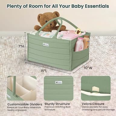 Baby Diaper Caddy Organizer, Stylish Storage Basket for Newborn Essentials & Diaper Station, Functional Changing Table Organizer. (Sage Green) - Image 2