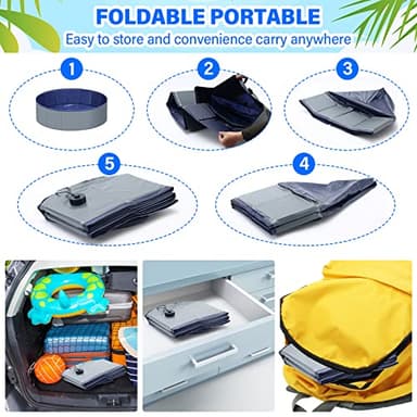 Dog Pool for Large Dogs, Kiddie Pool Hard Plastic, Dog Bathtub Portable, Foldable Pool for Dogs Slip-Resistant (Dark Gray, M - 40'' x 12'') - Image 3