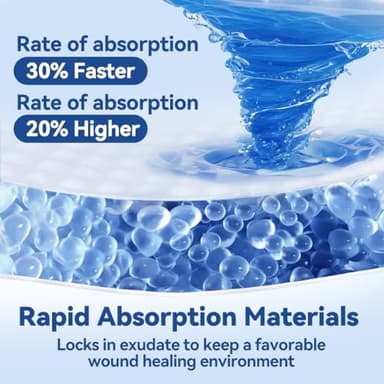 Dimora Silicone Super Absorbent Wound Dressings - Gentle Adhesive Bandages with Ultrasorb Polymer,Heavy Exudate Wound Care Pads 5"X 5" 10 Packs - Image 3