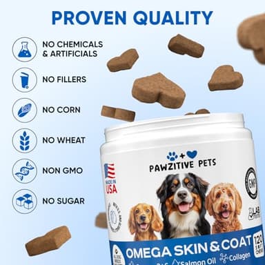 Omega 3 Fish Oil for Dogs Chews - Dog Skin & Coat Supplement for Itch Relief, Hot Spot Treatment - USA Product - Salmon Oil for Dogs Itching Skin Relief, Shedding, Hip & Joint Health - 120 Soft Treats - Image 5
