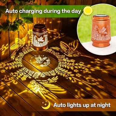 Hummingbird Solar Lanterns Outdoor Waterproof Hanging Solar Lights Hummingbird Gifts for Women Men Metal Decorative LED Hummingbird Lanterns for Garden Decor,Yard,Patio,Lawn,Tabletop,Pathway,Landscape - Image 4