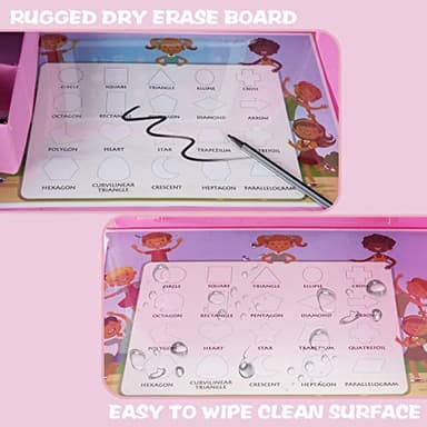 MENZOKE Kids Travel Tray for Toddler Car Seat, Lap Tray for Girl Activities with Dry Erase Board & Cooler Cup Holder, Road Trip Essentials Accessories with No-Drop Large Tablet iPad Holder Stand,Pink - Image 3