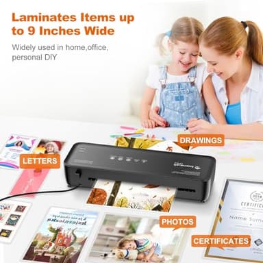 Bonsaii Laminator, 9 Inch Thermal Laminator Machine with Never Jam Technology for Doc/Posters/Photo, Personal Laminating Machine Simple Convenient for Home, Office and School Black - Image 5