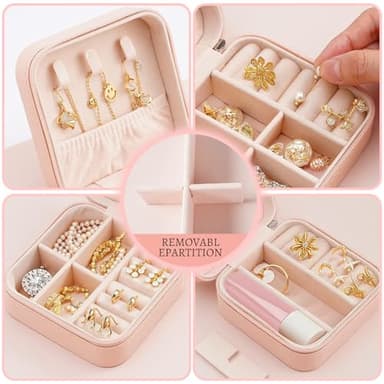 Personalized Jewelry Box with Initial and Name and Flower Custom Travel Leather Jewelry Organizer Box for Women Maid of Honor Gifts Birthday Valentine's Day Christmas Gifts for Girls and Mom - Image 4