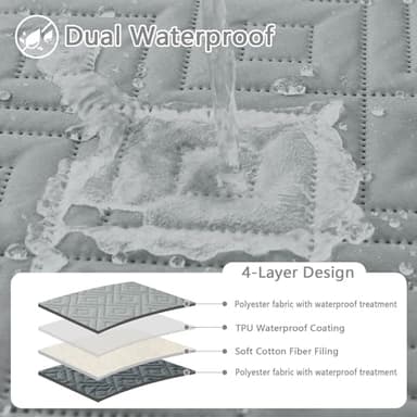 hyha Waterproof Dog Blanket, Soft Pet Bed Blankets, Waterproof Sofa Couch Cover for Dogs Washable, Reversible Pet Couch Covers for Sofa Furniture (82x102 Inch, Grey/Dark Grey) - Image 2