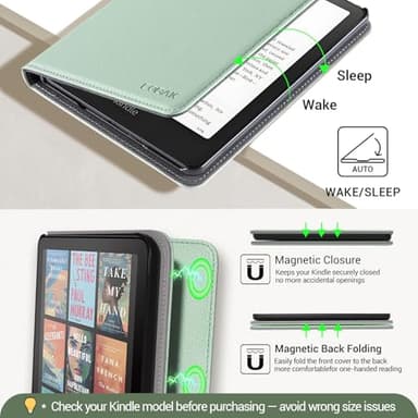 CoBak Stand Case for Kindle Paperwhite 12th Gen (7", 2024, SA568B SA569P) and Kindle Colorsoft Signature Edition – Not for 6.8" and 6" Models, Hand Strap, Auto Sleep Wake, Hard Shell, Snut Fit, Sage - Image 5