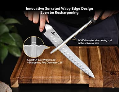 Piklohas Resharpenable Bread Knife, 10 Inch Multifunction Serrated Knife for Homemade Bread, Razor Sharp Sourdough Slicing with Innovative Wavy Edge for Efficient Cutting, Baking & Wedding Gifts - Image 2