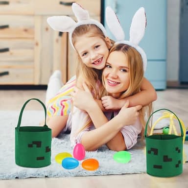 Easter Basket with Handles for Kids, Happy Easter Gift for Easter Egg Hunts Decorations Candy Gifts Storage (World red) - Image 6
