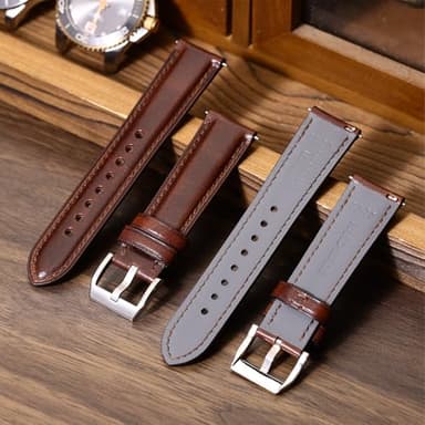 REZERO Leather Watch Bands, Handmade Quick Release Watch Straps, Luxury Full-Grain Vegetable-Tanned Leather Watch Bracelets, Sturdy & Wear-Resistant, Watch Band Replacements for Men 19/20/21/22/24mm - Image 2