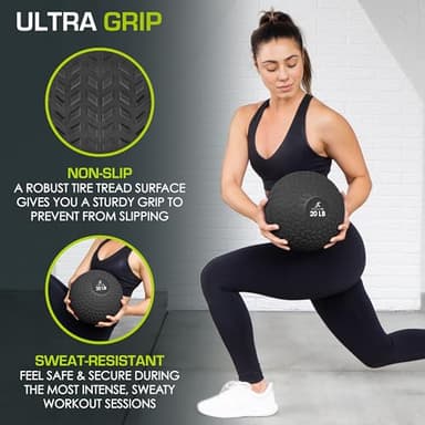 ProsourceFit Slam Medicine Balls 5, 10, 15, 20, 25, 30, 50lbs Smooth and Tread Textured Grip Dead Weight Balls for Strength and Conditioning Exercises, Cardio and Core Workouts - Image 5