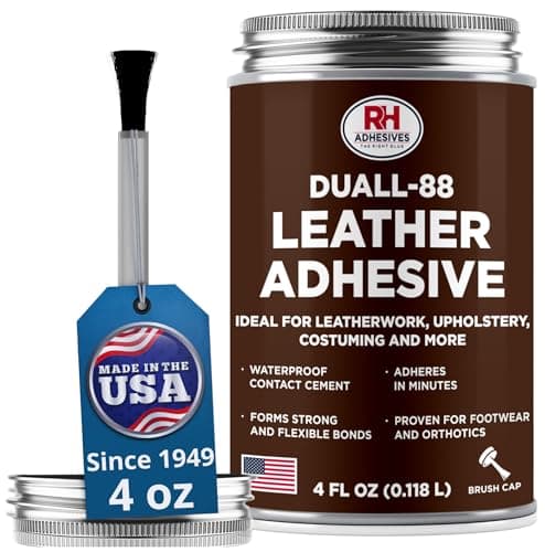 Duall-88 Leather Adhesive, 4 oz. can - Leather Repair Glue, Crafting, DIY, Upholstery, Waterproof, Heat Resistant, Flexible, Long Lasting, High Strength, RH Adhesives - Image 1