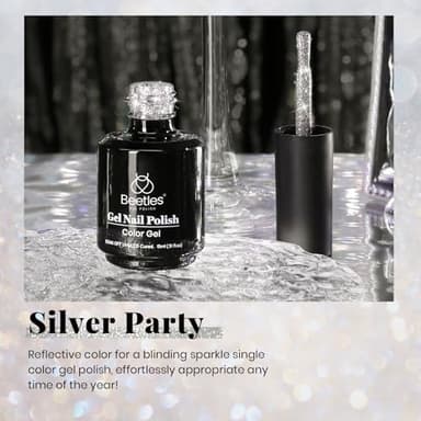 Beetles Reflective Gel Nail Polish 15ml Silver Glitter Nail Polish Shimmer Soak Off Uv LED Lamp Gel Nail Art Manicure Salon DIY Home Diamond - Image 2
