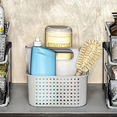 madesmart Large Soft Grip Tote, Under Sink Bathroom Storage, Multi-Purpose Home Organization, EPA Certified, Premium Antimicrobial White - Image 4