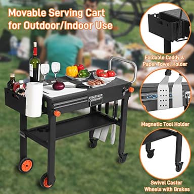 Portable Outdoor Grill Table, Folding Grill Cart Solid and Sturdy, Blackstone Griddle Stand Large Space, Blackstone Table with Paper Towel Holder, Grill Stand for Blackstones Griddle, Ninja Grills etc - Image 5