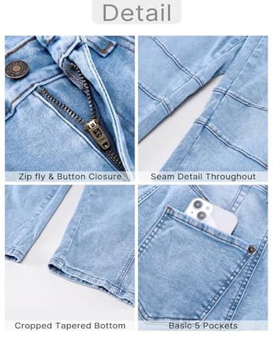 GRAPENT Country Concert Outfits for Women Wide Leg Cropped Pants Short Jeans for Women Barrel Leg Boyfriend Jean Trousers Stretchy 2025 Color Roadnight Blue X-Small Petite Size 0 to 2 - Image 5