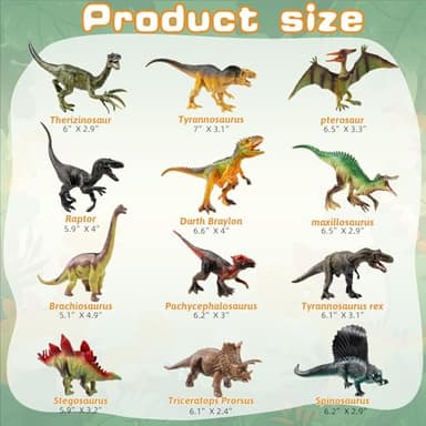 OuMuaMua Dinosaur Toys for Kids 3-5, 12 Pack Realistic Plastic Dinosaur Figure Set Including T-Rex, Stegosaurus, Monoclonius, Dino Toys for Boys 5-7 Party Favors, 6 to 7 Inch Large Size - Image 3