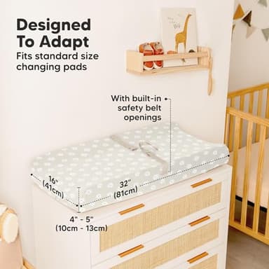 2-Pack Baby Changing Pad Covers for Girl, Boy, Neutral - Soft Viscose Derived from Bamboo Changing Table Pad Cover Sheets, Baby Nursery Diaper Changing Pad Cover, Contour Changing Pad Liner (Meadow) - Image 4