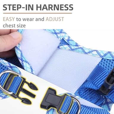 PUPTECK Dog Harness and Leash Set for Small Medium Dogs No Pull Step-in Soft Mesh Puppy Cat Vest Harnesses Reflective at Night, Upgraded New Blue XS - Image 5