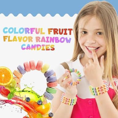 Candy Bracelets - Bulk Case 864 Pcs, Individually Wrapped - 2.5 Inch Candy Jewelry Bracelets, Stretchable, Edible, Colorful Fruit Flavor Rainbow Candies for Novelty Party Favor Supplies & Goodie Bags - Image 7
