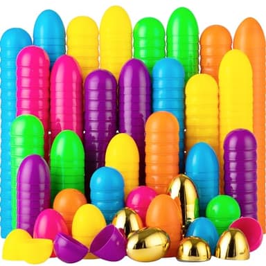 JOYIN 200PCS Easter Eggs, Empty 2.3" 194PCS Colorful with 6PCS Golden Eggs Bulk Plastic Fillable for Easter Hunt Party Favor Basket Stuffers Filler Classroom Prize Supplies Decor - Image 1