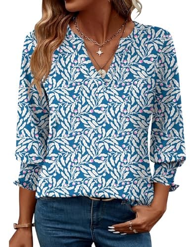 LOMON Women's 2025 Fashion Tops 3/4 Length Sleeve Business Casual Blouses Summer Tees Shirts - Image 1