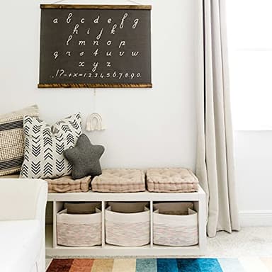 OrganiHaus Woven Storage Baskets for Organizing, Cotton Rope Organizer Bins for Shelves, Closet & Nursery, Dog Toy Basket, Decorative Bins for Toys, Towels & Books - 15x10x9, Rainbow Stitches - Image 6