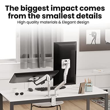 EVEO Premium Dual Monitor Mount 14"-35” Dual Monitor Arm VESA Bracket Adjustable Height Gas Spring Dual Monitor Stand, Screen Full Motion Dual Monitor Arm-Computer Monitor Stand for 2 Screens - White - Image 5