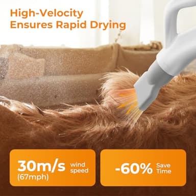 Pecute High-Velocity Dog Hair Dryer, Dog Blow Dryer with Adjustable Speed & Temp, Cool-Warm-Hot Cycle Mode, 4 Nozzles, Soft Noise Pet Dryer for Grooming, Heat Resistant Hose, 6.5ft Cord - Image 4