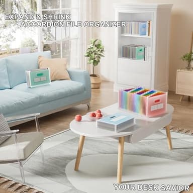 ThinkTex 26 Pockets Accordion File Organizer, Upright & Open Top, A-Z Colorful Tabs, Larger Capacity Expanding File Folder, Letter/A4 Size for School, Home and Office - Green - Image 4