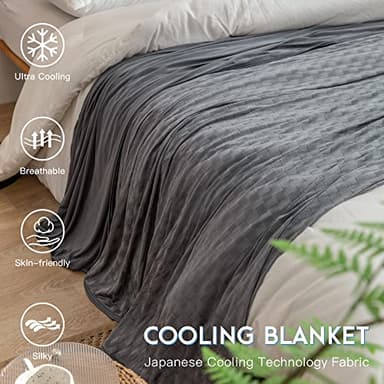 AmyHomie Cooling Summer Blanket with Double Sided Cold Effect, Breathable, Lightweight, Arc-Chill Q-Max>0.5 Cool Fiber, for Hot Sleepers Night Sweats, Dark Gray Checkered, 90"x90"Queen Size - Image 5