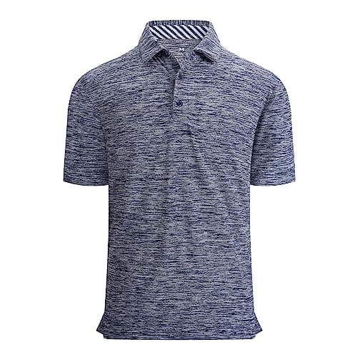 Alex Vando Mens Golf Shirt Moisture Wicking Quick-Dry Short Sleeve Casual Polo Shirts for Men,Navy-2,3XL - Image 1