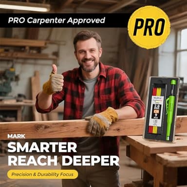Nicpro Carpenter Pencil with Sharpener, CP3000 Carpenter Mechanical Pencils with 19 Refill, Deep Hole Marker for Construction, Heavy Duty Construction Pencil, Woodworking Tool for Architect Marking - Image 6