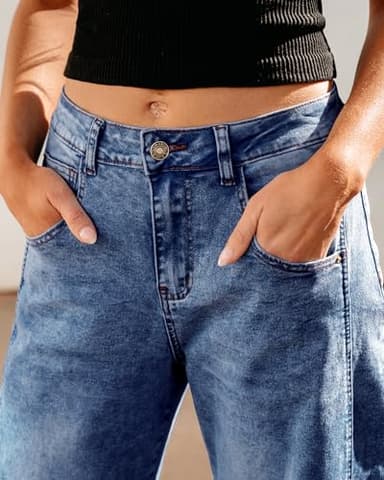 GRAPENT Stretchy Jeans for Women Womans Jeans Cute Summer Casual Denim Pants Woman Baggy Jean Pants for Women High Waisted Trendy for Summer Spring Fall Winter Color Midnight Blue Small Size 4 Size 6 - Image 5