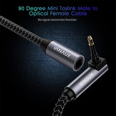 VANAUX Toslink to Mini Toslink Digital Optical Extension Cable,90 Degree S/PDIF Audio Cable Male to Female for Home Theater,Sound Bar,TVs,Amplifiers (5ft/1.5m) - Image 5
