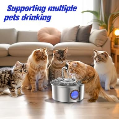 Hicuper Cat Water Fountain,108oz/3.2L Stainless Steel Cat Fountain and Removable Water Bowl,Pet Fountain with Water Level Window,Quiet Pump,Multi-Filter, Water Tap, Provides Flowing,for Dog Cats - Image 6