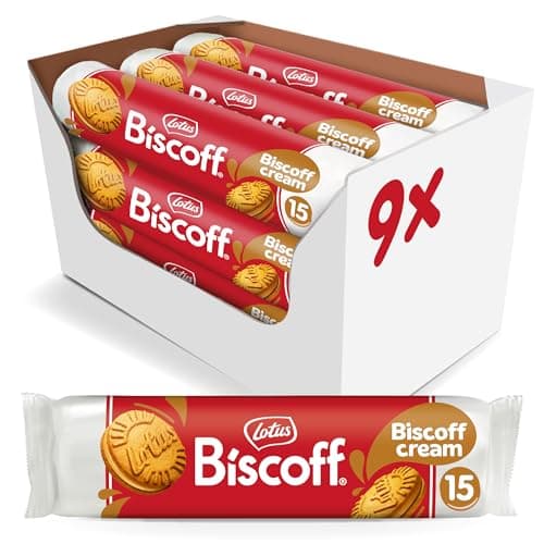 Lotus Biscoff Sandwich Cookies, Biscoff Cream, 15 Cookies per pack, 5.29 Ounce (Pack of 9) - Image 1