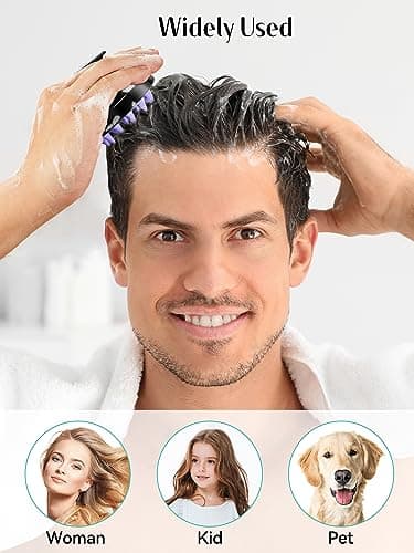 HEETA Scalp Massager Hair Growth 2-Pack, Soft Silicone Scalp Scrubber Shampoo Brush for Exfoliation Dandruff Removal Head Massage Stress Relax, Wet & Dry Use for Women Men Thick Thin Curly Hair Care - Image 6