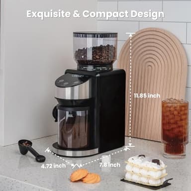 Gevi Coffee Grinder Electric,Coffee Bean Grinder with 35 Grind Settings for Espresso,Drip,French Press,Burr Coffee Grinder for Home Use,Anti-static Design,Black - Image 7