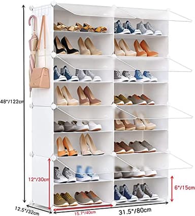 HOMICKER Shoe Storage,32 Pairs Shoe Rack Organizer for Closet Shoe Cabinet with Door Shoe Shelves for Closet,Entryway,Hallway,Bedroom - Image 3