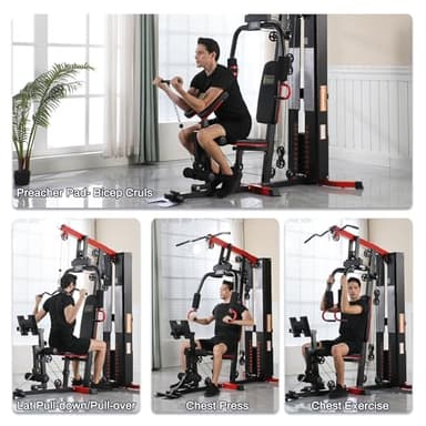 Fitvids Home Gym, Workout Equipment with Leg Press, Exercise Equipment for Home with Pulley System, Home Gym Equipment for Full Body Strength Training, Preacher Curl and Leg - Image 5