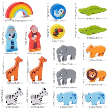 KMTJT Toddlers Wooden Noah's Ark Toy Animal Playset, Baptism Gifts for 1 2 3 Boys Girls, Shape Sorter Early Learning Montessori Toys with Bible Story Book for 12 18 24 Months Babies - Image 7