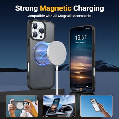 Temdan for iPhone 16 Pro Max Case [Compatible with MagSafe] [Military-Grade Drop Protection] [Anti-Fingerprint] [Anti-Scratch] Slim Silky-Soft Touch Translucent Matte Case 6.9 inch, Black - Image 3