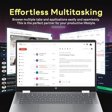 HP 14" 2-in-1 FHD Touchscreen Chromebook Plus Laptop, Intel i3-N305, 8GB LPDDR5, 416GB Storage(256GB SSD+160GB Docking Station), UHD Graphics, FHD Camera, Fast Charge, Wi-Fi 6E, Chrome OS, Silver - Image 7