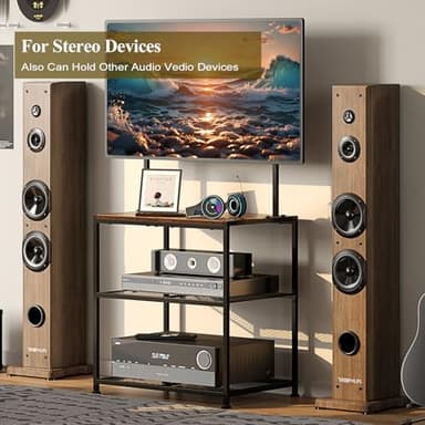 23 Inch to 50 Inch Floor Small Corner TV Stand with Storage Shelves for Living Room Bedroom, Universal Floor Television Stands with Mount, Rustic Brown Corner TV Table Desk Shelf for Small Space - Image 9