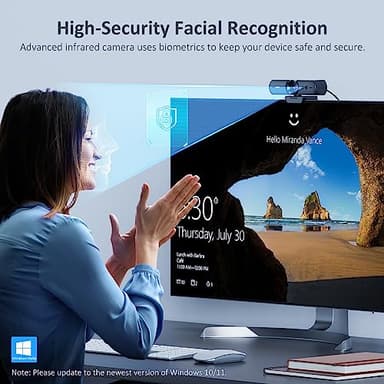 NexiGo HelloCam, 1080P Webcam with Windows Hello, True Privacy, Automatic Electronic Shutter, Computer Camera, Microphone, Facial Enhancement, HD USB Web Cam - Image 2
