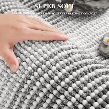 BSICPRO Bathroom Rugs and Mats Sets, 2 Piece Thick Absorbent Chenille Non Slip, Soft Shaggy Floor Mats, Machine Washable (20" x 47" Plus 16" x 24", Gray) - Image 2