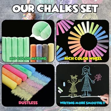240PCS Washable Sidewalk Chalks, 24 Colors Jumbo Chalk for Kids, Non-Toxic Sidewalk Chalk Bulk for Toddler, Dustless Outdoor Chalk Giant Box Chalkboard Chalk for Party Favor Playground, Great for Kids - Image 4
